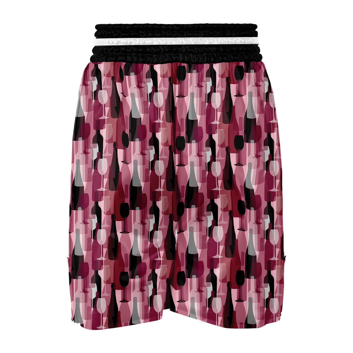 Red Wine Botttle Pattern Print Boxing Shorts-grizzshop