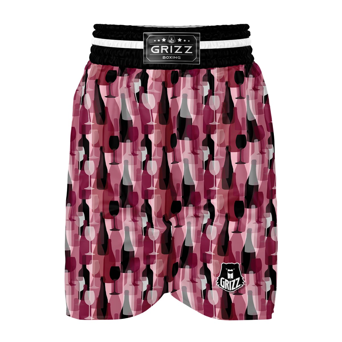 Red Wine Botttle Pattern Print Boxing Shorts-grizzshop