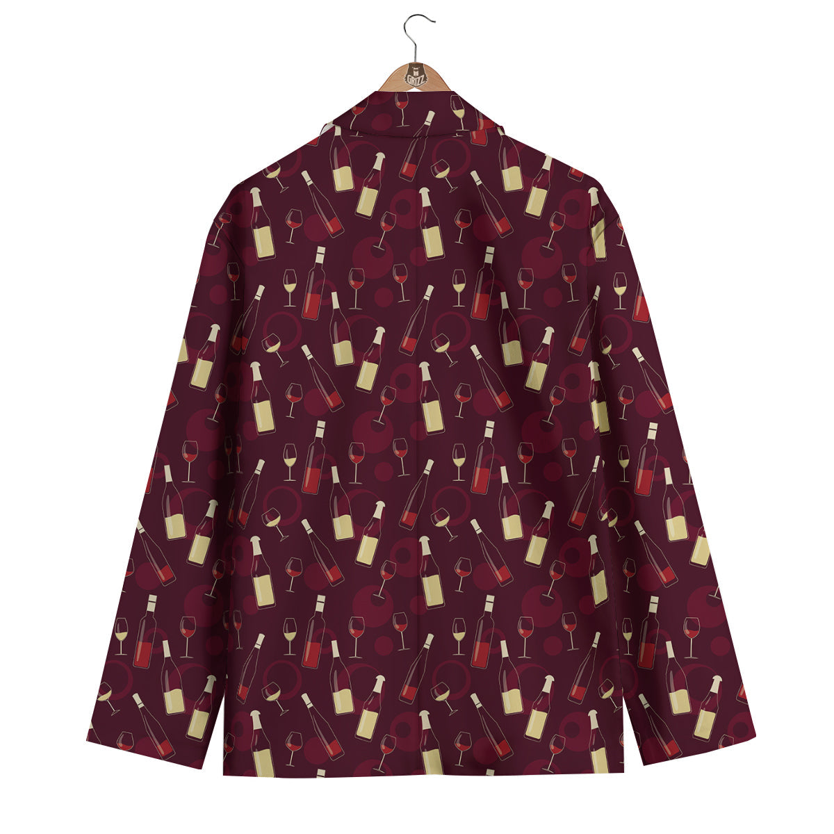 Red Wine Botttle Print Pattern Men's Blazer-grizzshop