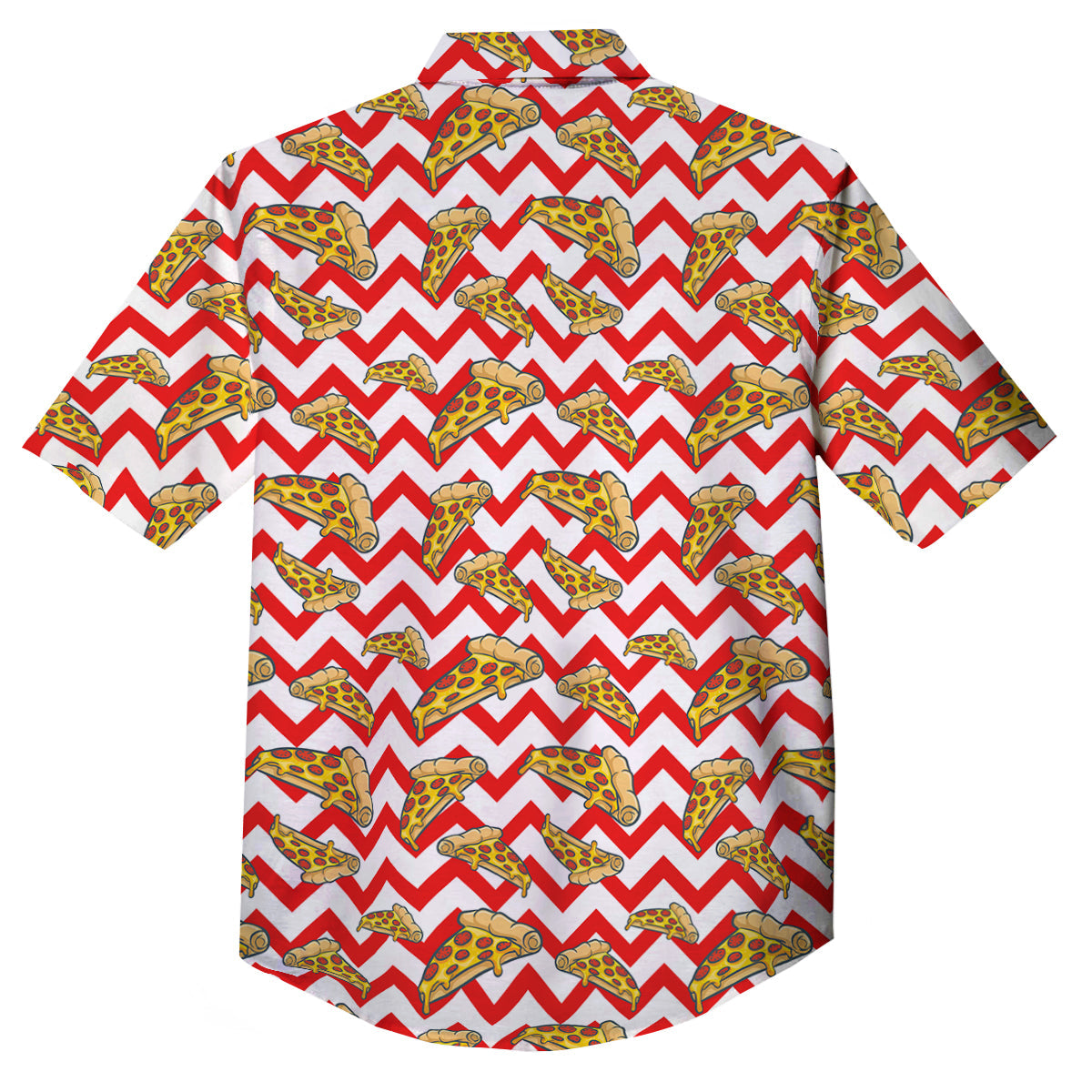 Red Zigzag Pizza Print Pattern Button Up Shirt-grizzshop