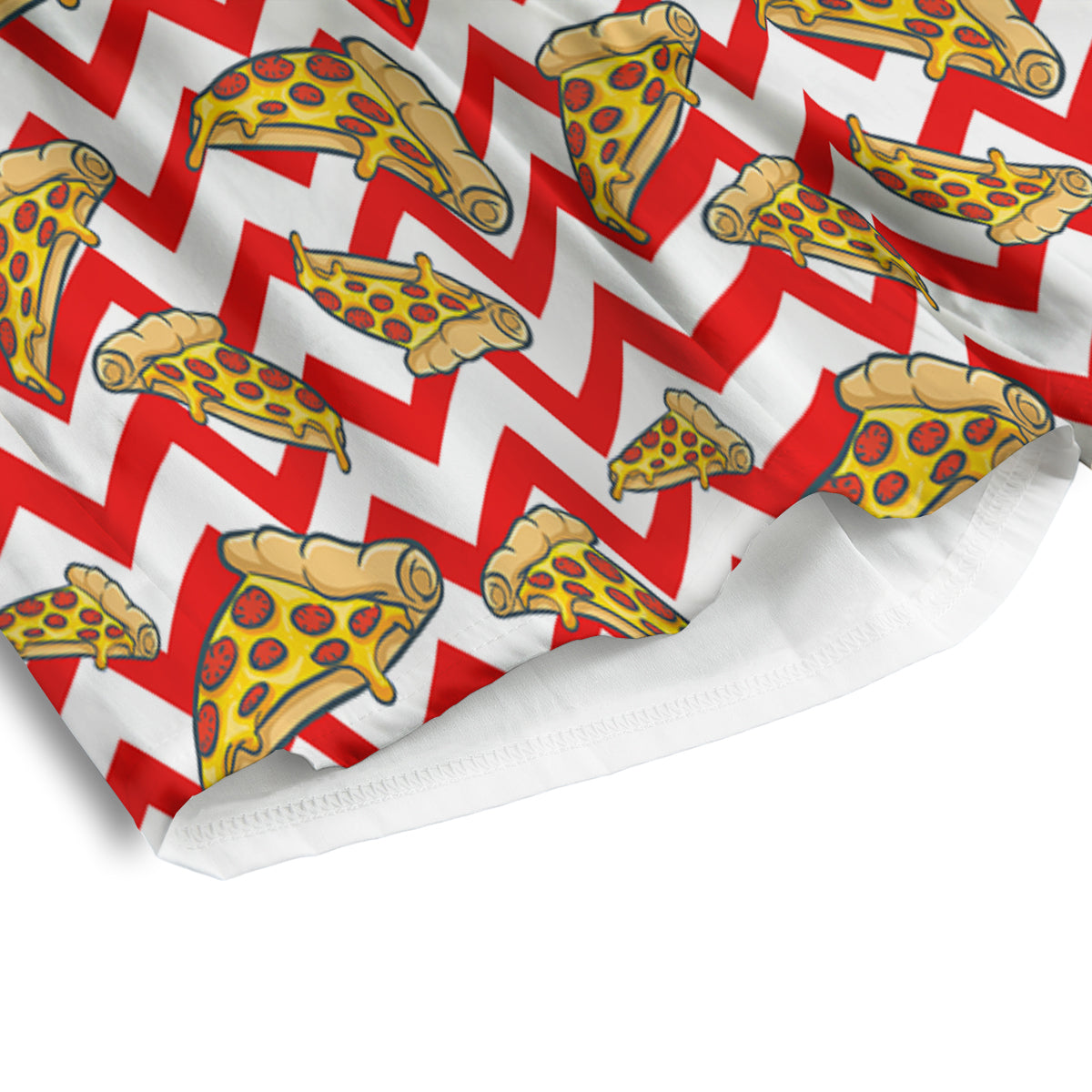 Red Zigzag Pizza Print Pattern Men's Athletic Shorts