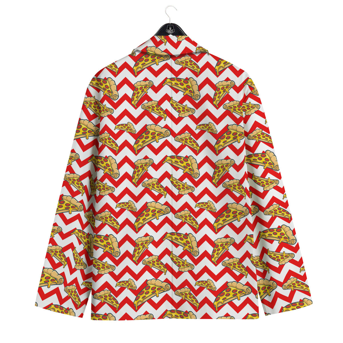 Red Zigzag Pizza Print Pattern Men's Sport Coat-grizzshop
