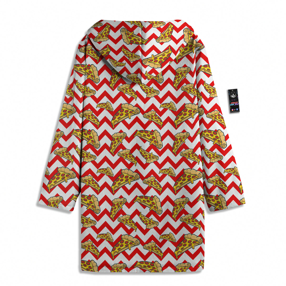 Red Zigzag Pizza Print Pattern Men's Windbreaker Jacket-grizzshop
