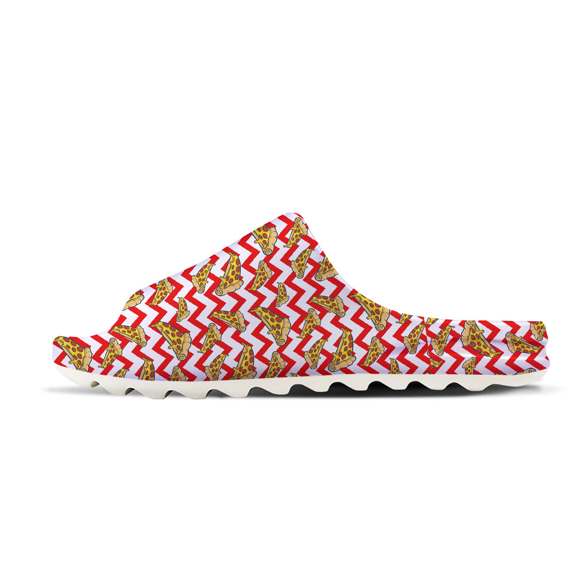 Red Zigzag Pizza Print Pattern Sandals-grizzshop
