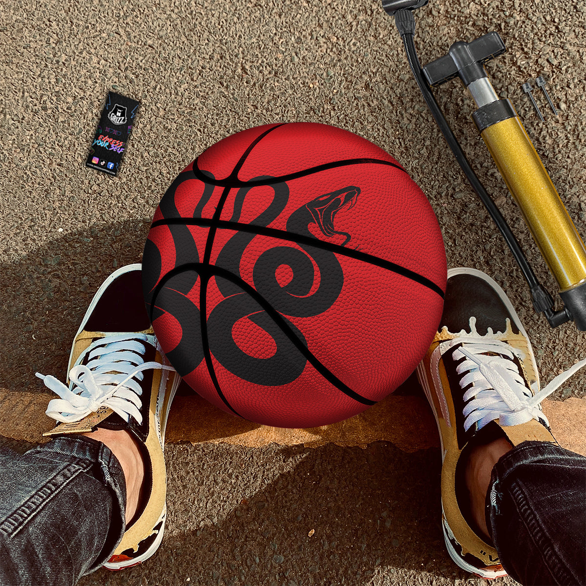 Red And Black Snakes Sign Print Basketball