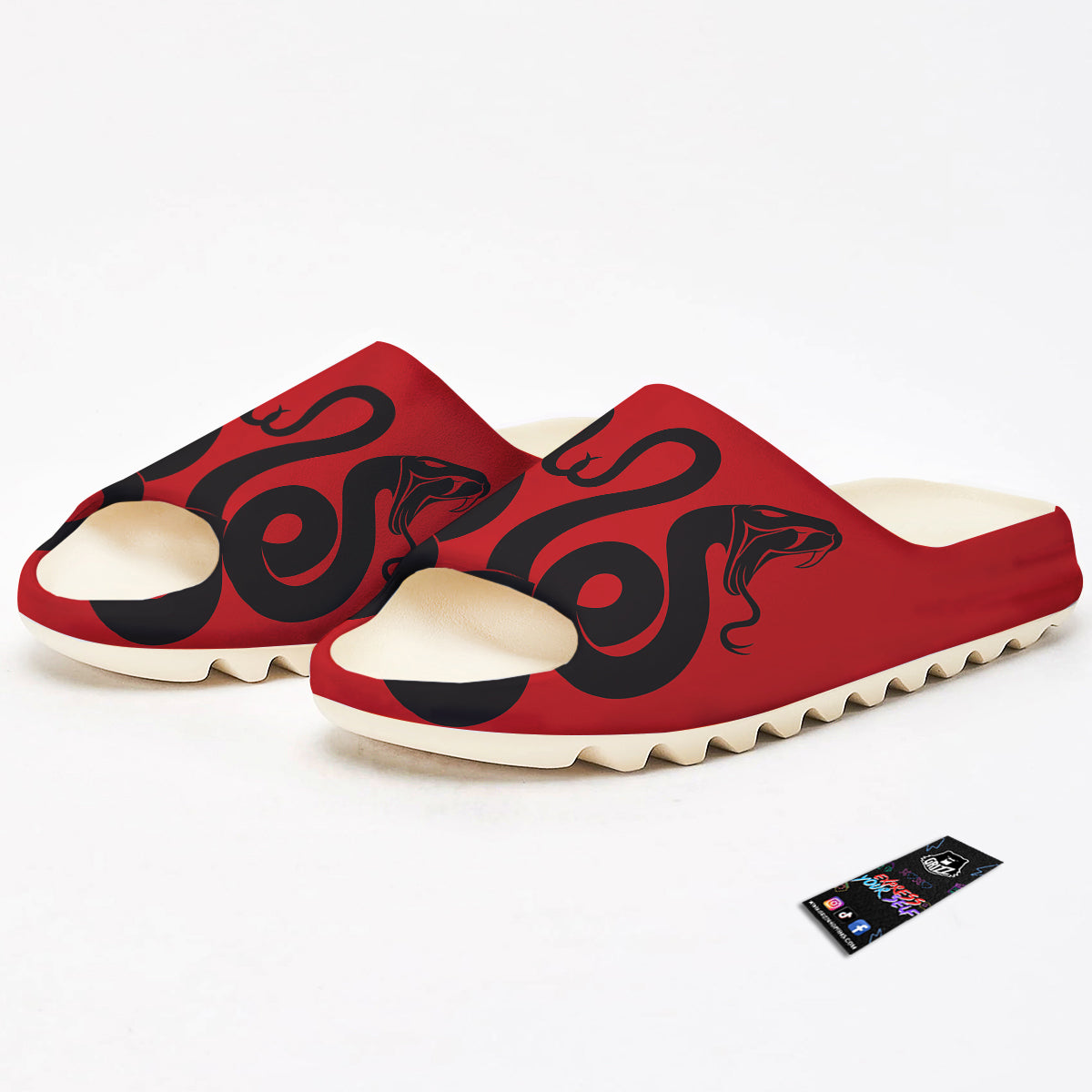 Red And Black Snakes Sign Print Sandals-grizzshop