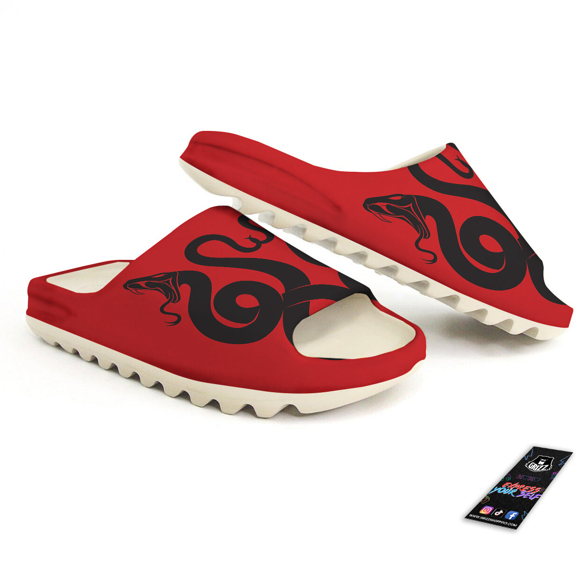 Red And Black Snakes Sign Print Sandals-grizzshop