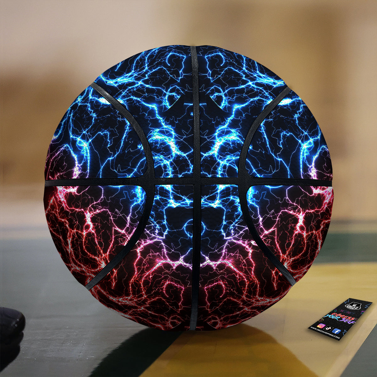 Red And Blue Electrical Print Basketball