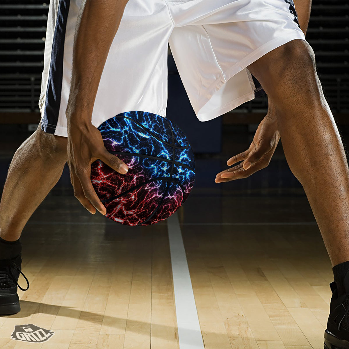 Red And Blue Electrical Print Basketball