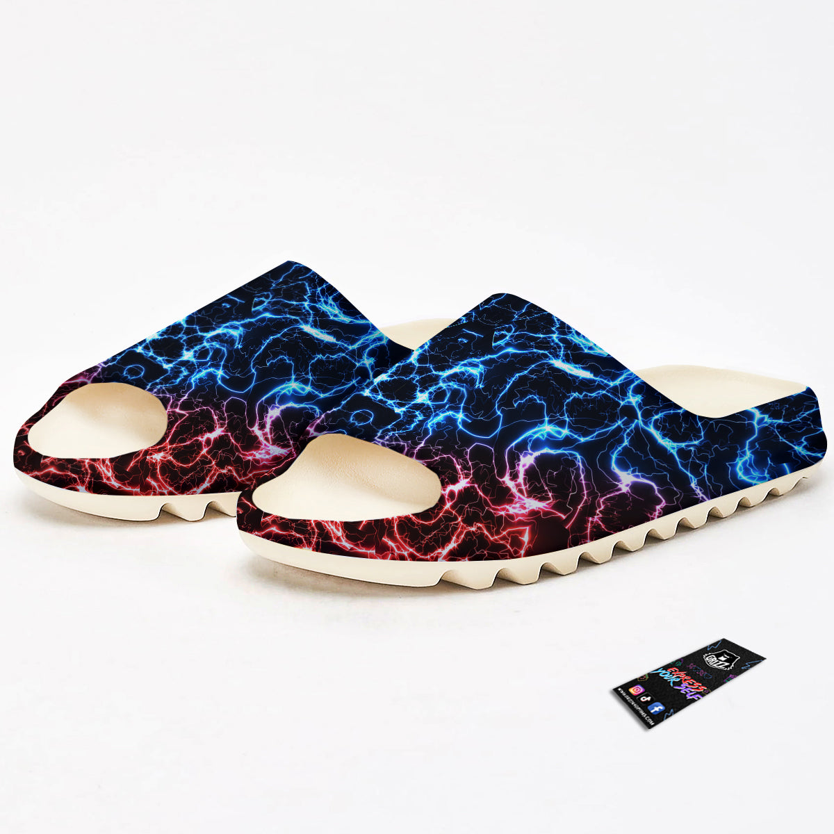 Red And Blue Electrical Print Sandals-grizzshop