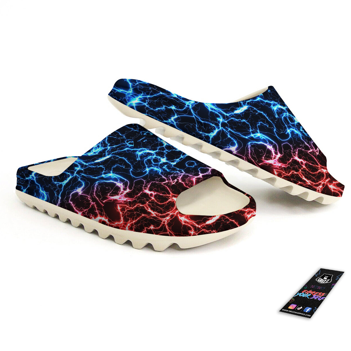 Red And Blue Electrical Print Sandals-grizzshop