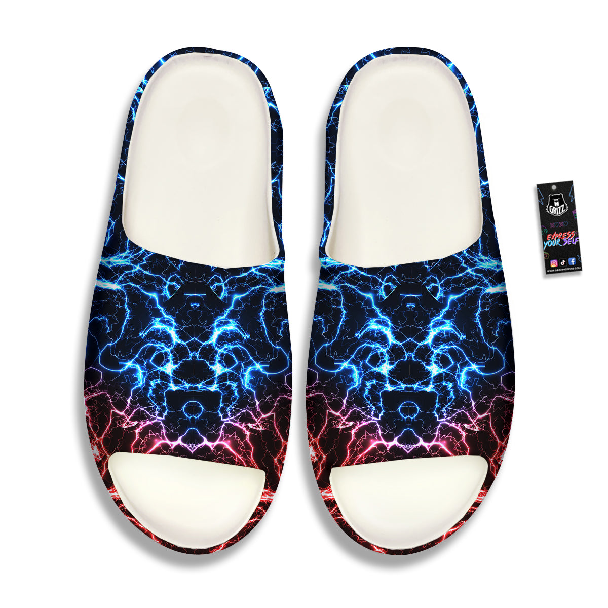 Red And Blue Electrical Print Sandals-grizzshop