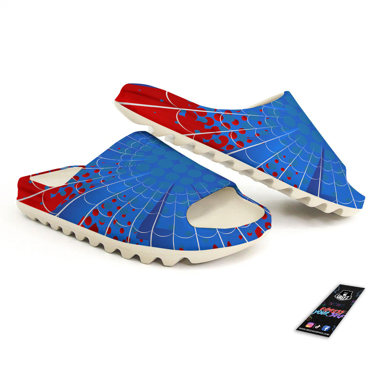 Red And Blue Spider Web Cartoon Print Sandals-grizzshop