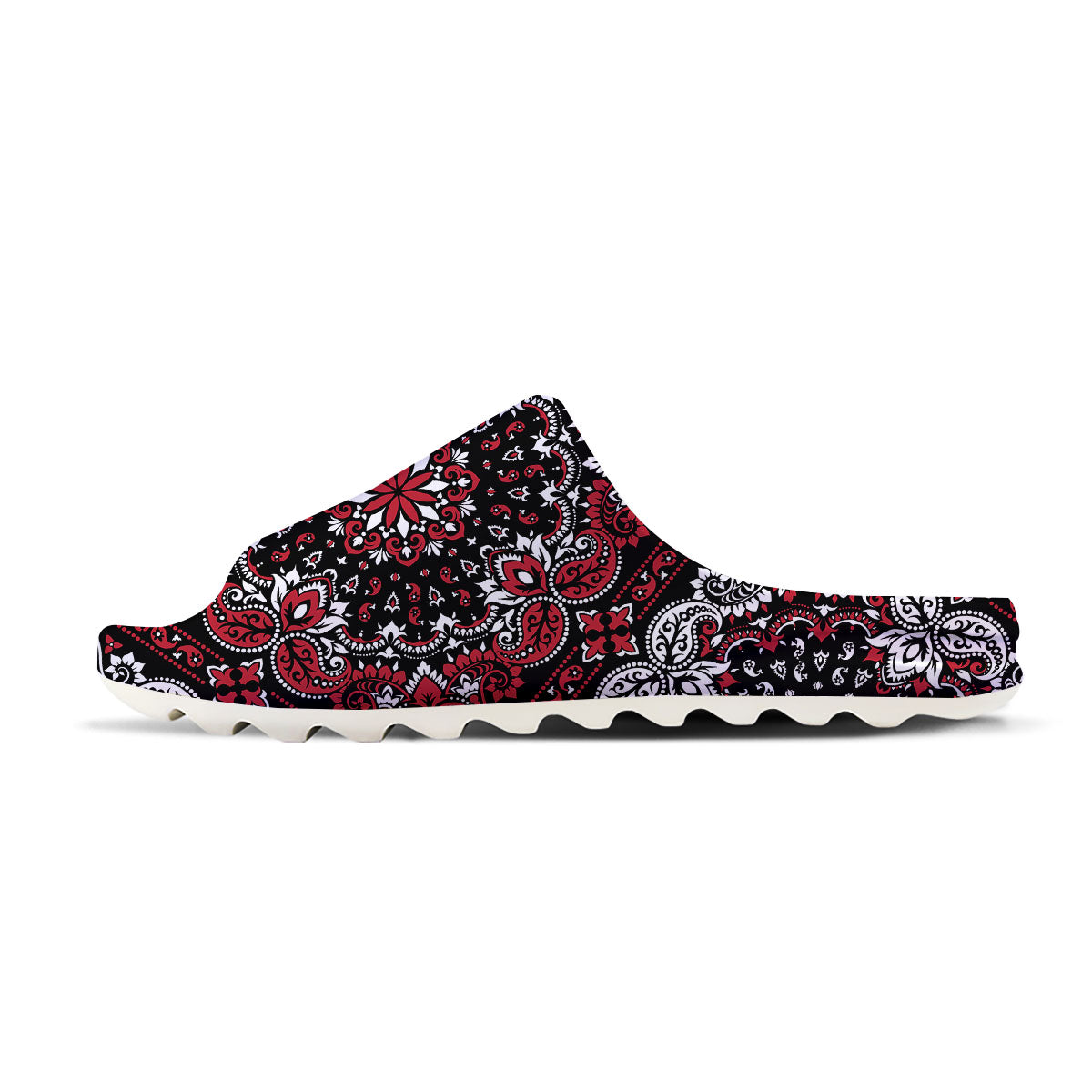 Red Black Bandana Paisley Print Sandals-grizzshop