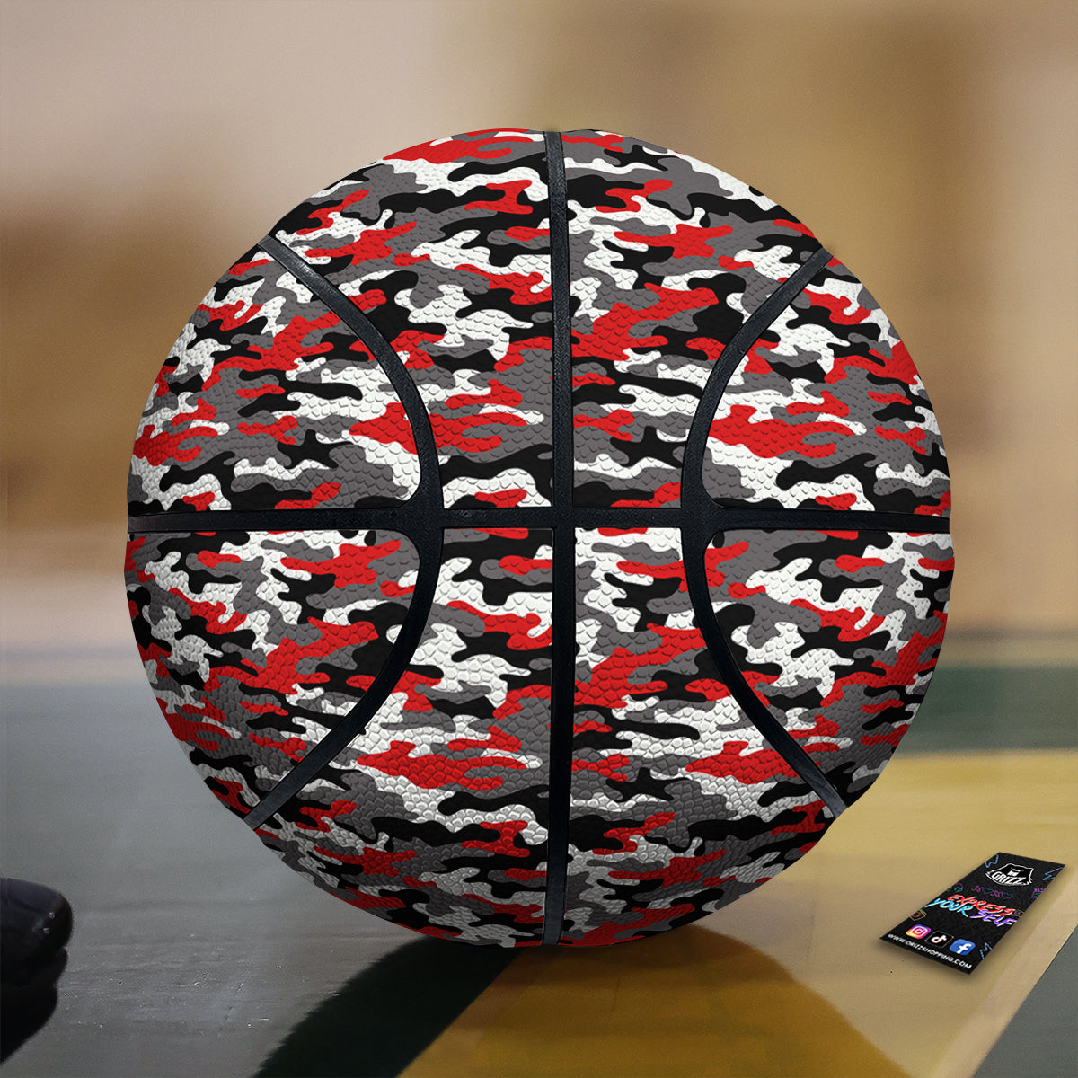Red Camouflage Texture Military Print Basketball