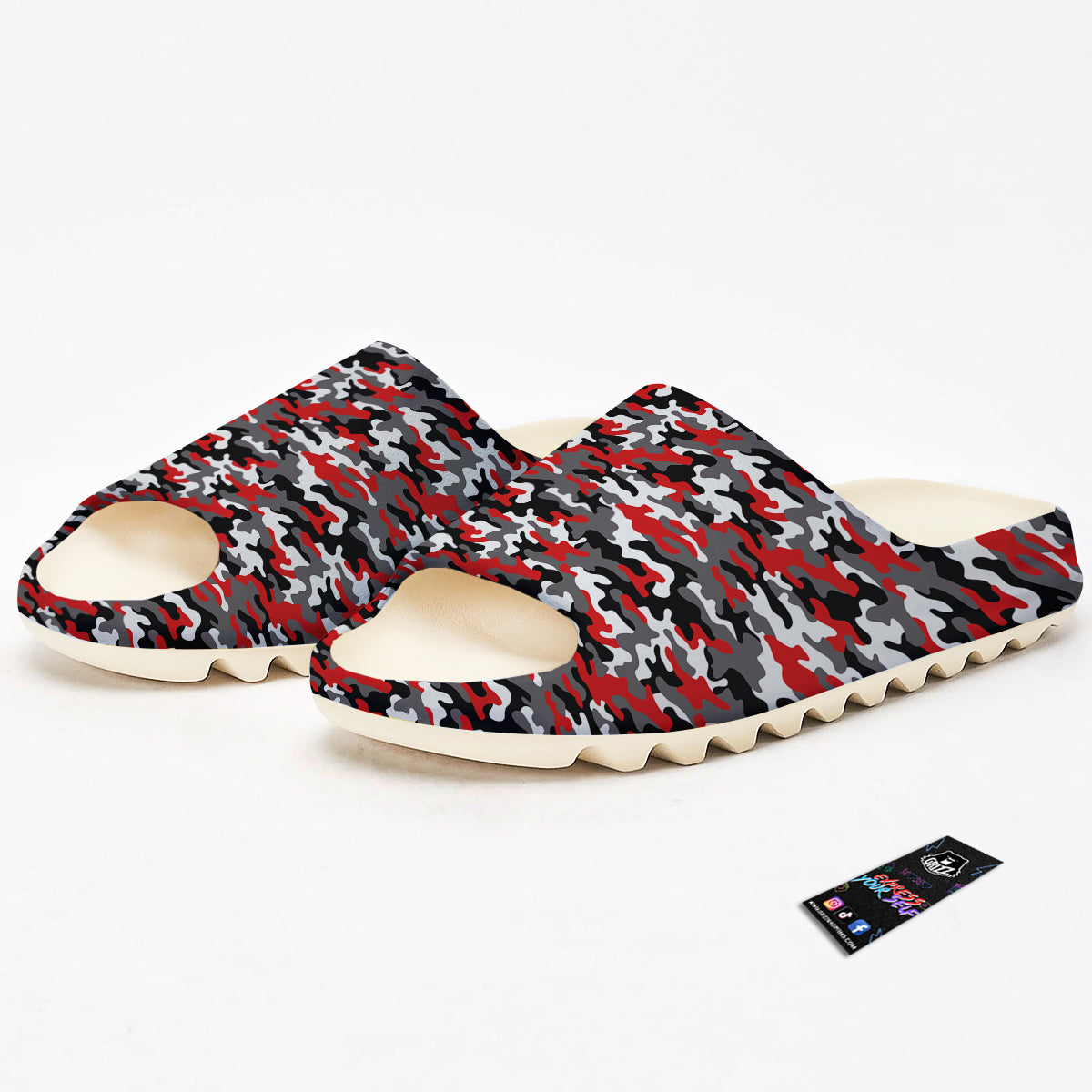 Red Camouflage Texture Military Print Sandals-grizzshop