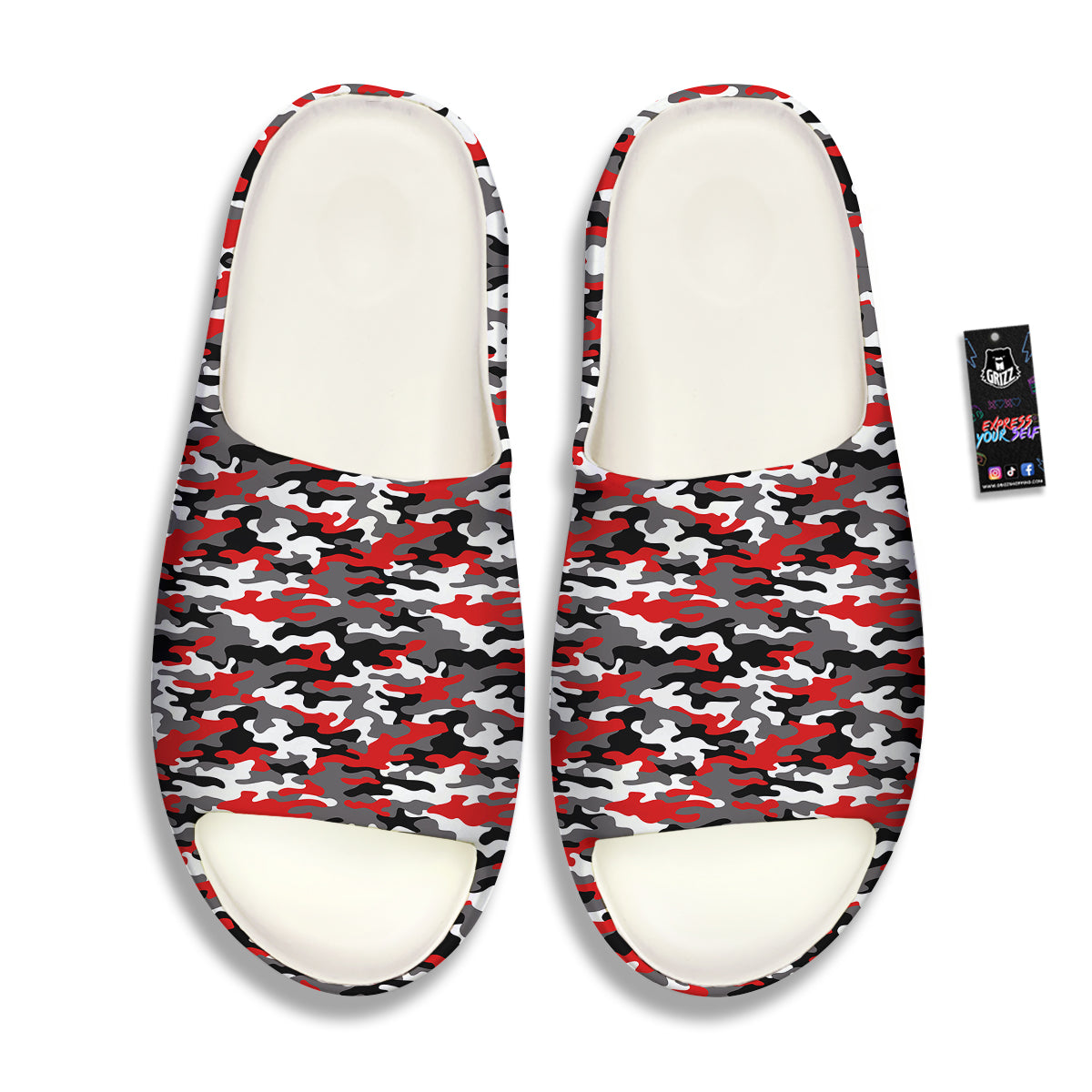 Red Camouflage Texture Military Print Sandals-grizzshop