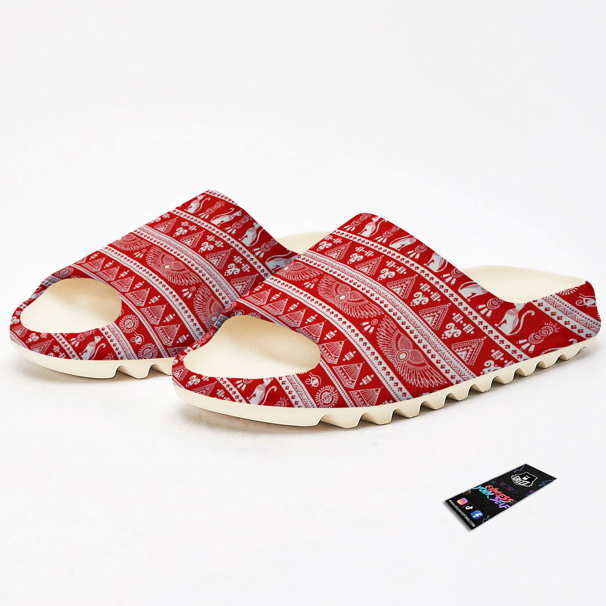 Red Egypt Symbol Print Pattern Sandals-grizzshop