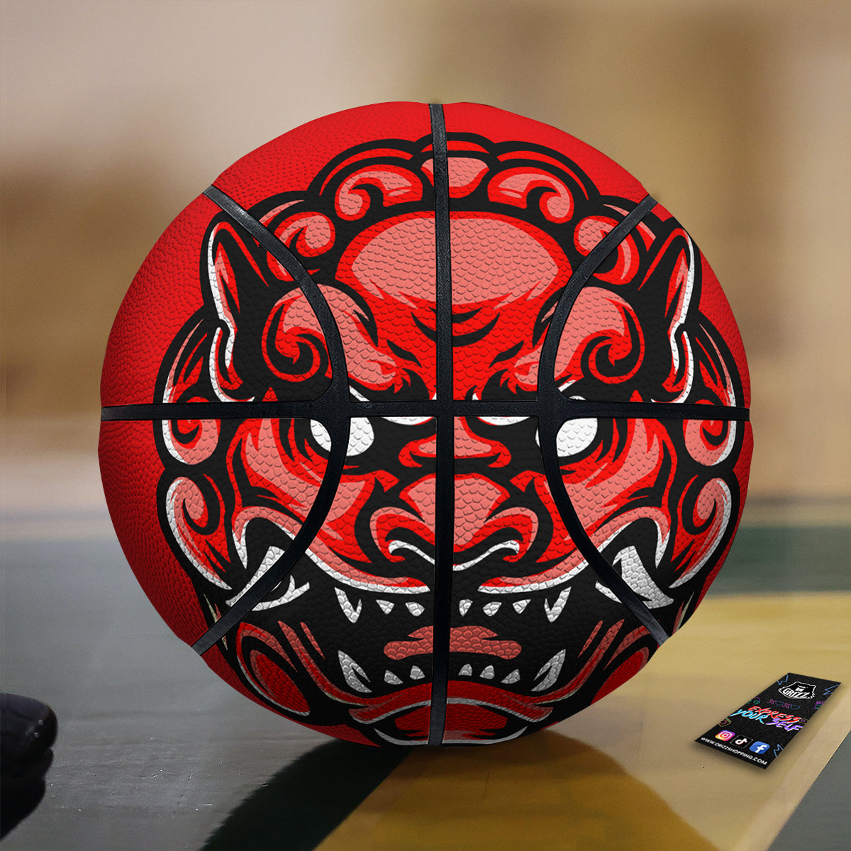 Red Foo Dog Print Basketball