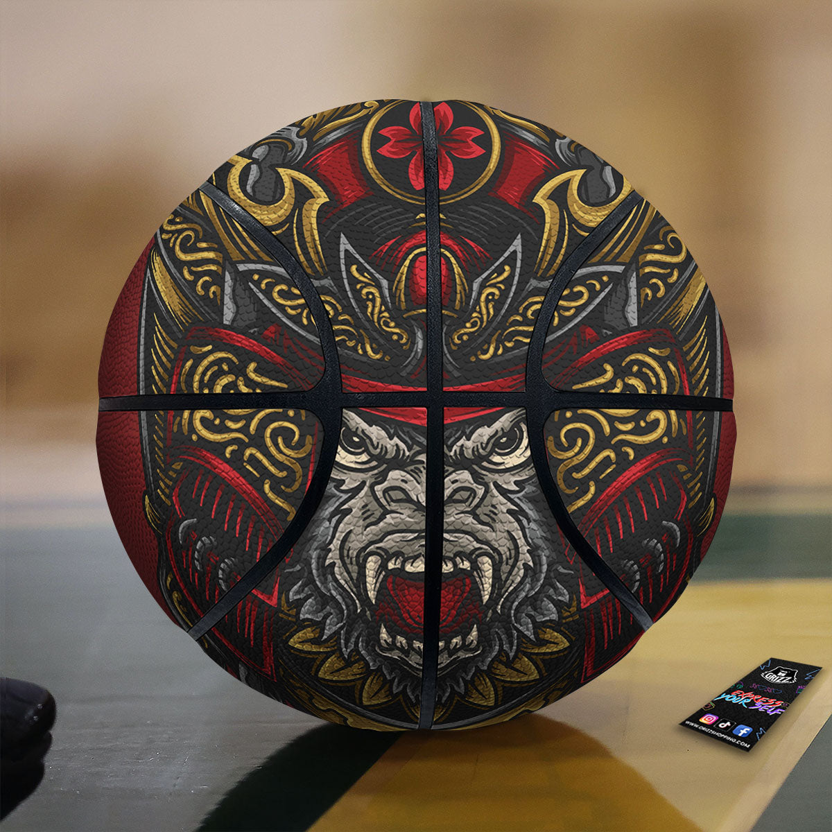 Red Gorilla Samurai Print Basketball