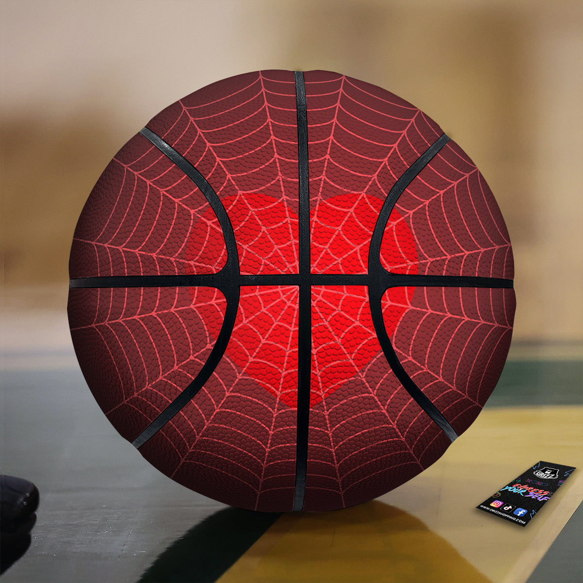Red Heart Spider Web Print Basketball