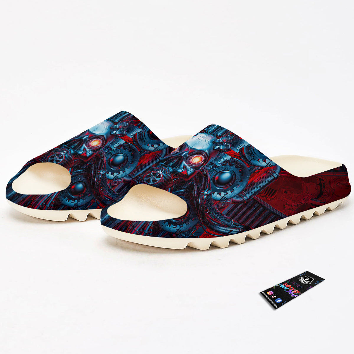 Red Machine Robot Print Sandals-grizzshop