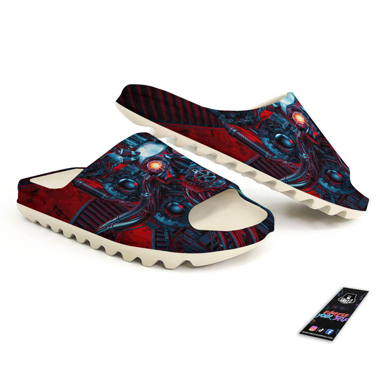 Red Machine Robot Print Sandals-grizzshop