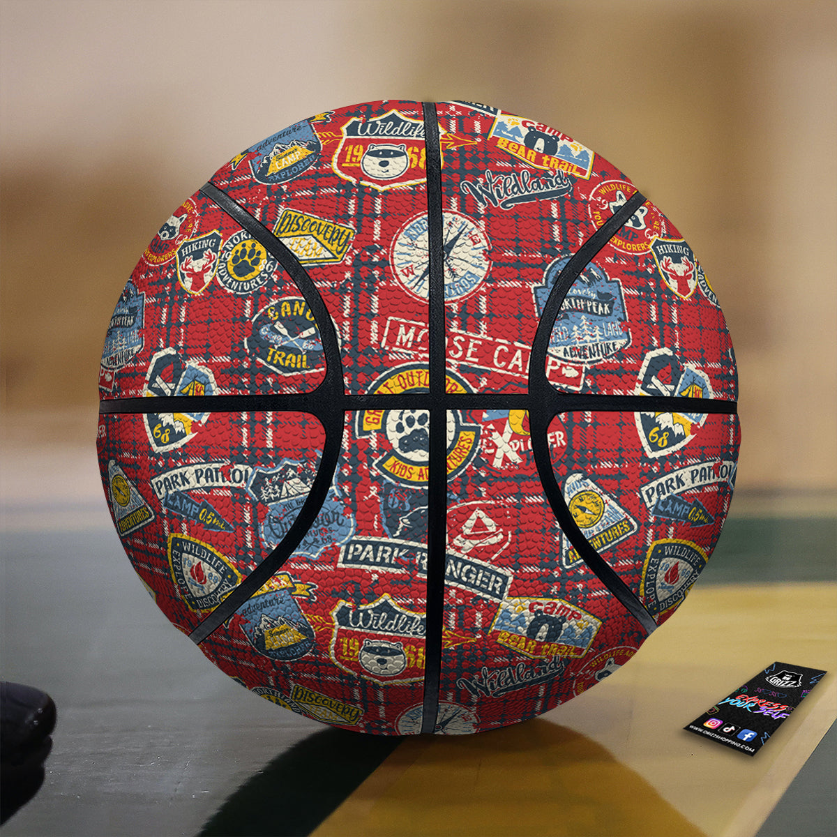 Red Plaid Mountain Camp Tartan Print Basketball