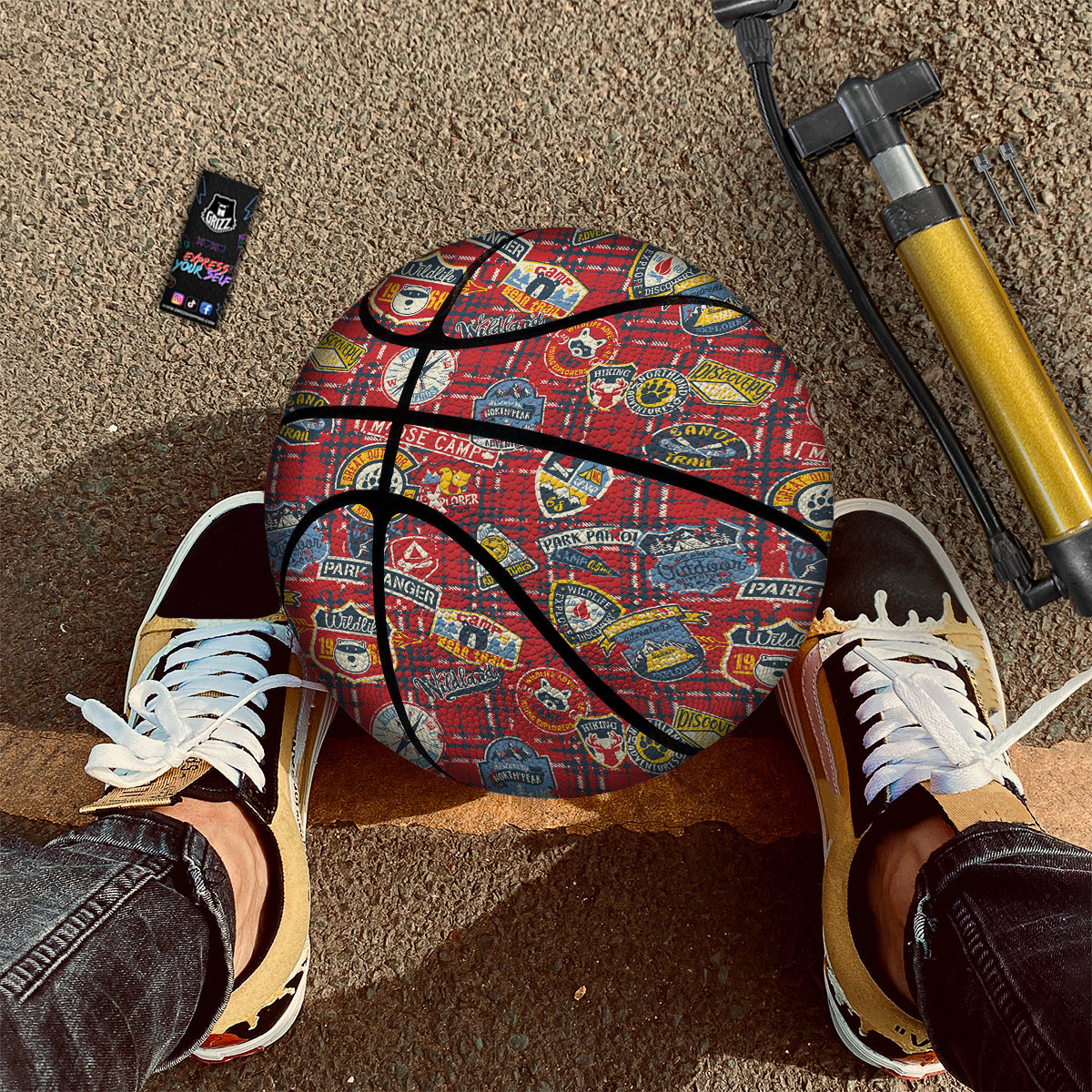 Red Plaid Mountain Camp Tartan Print Basketball