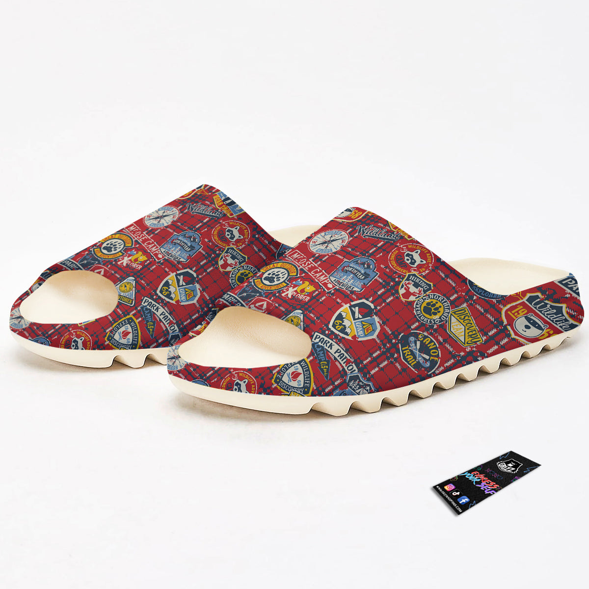 Red Plaid Mountain Camp Tartan Print Sandals-grizzshop