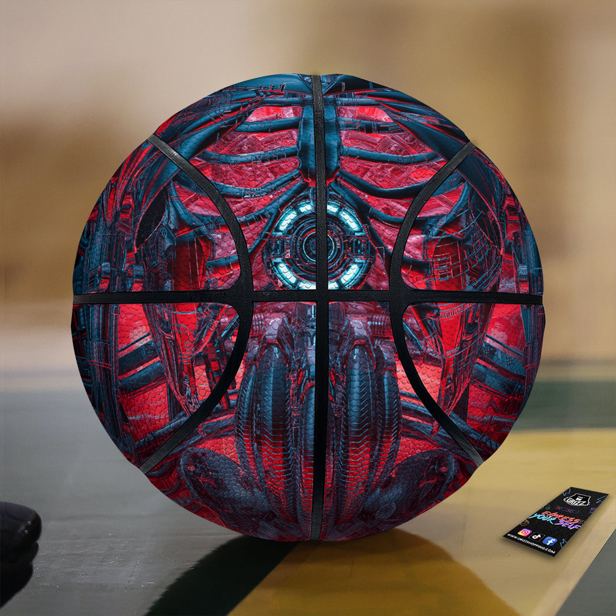 Red Robot Cyberpunk Print Basketball
