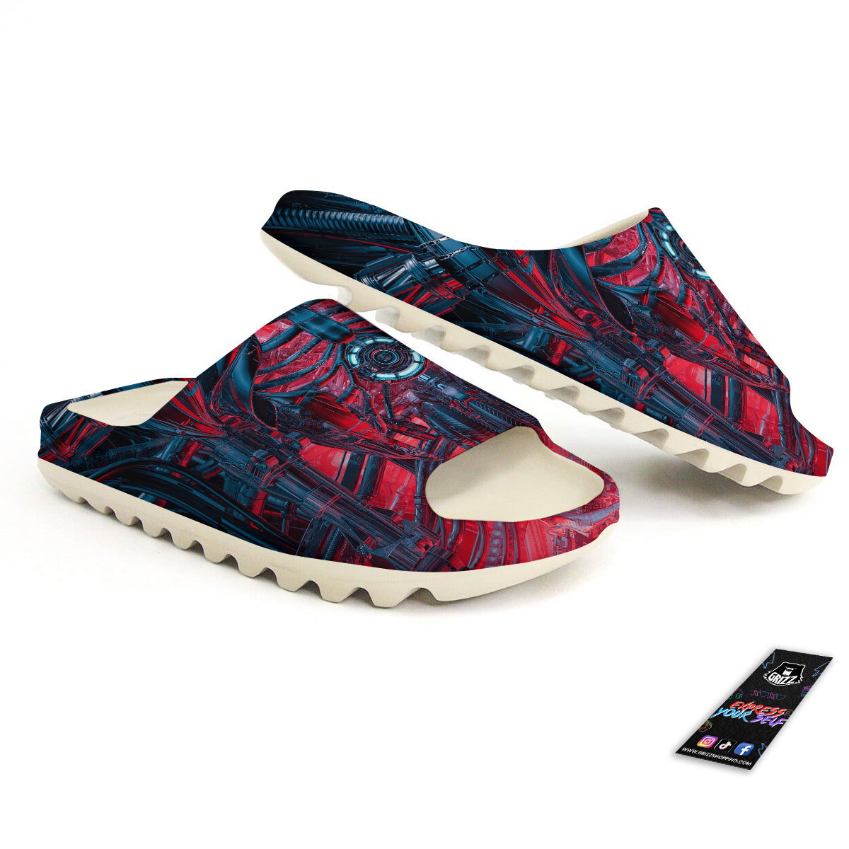Red Robot Cyberpunk Print Sandals-grizzshop