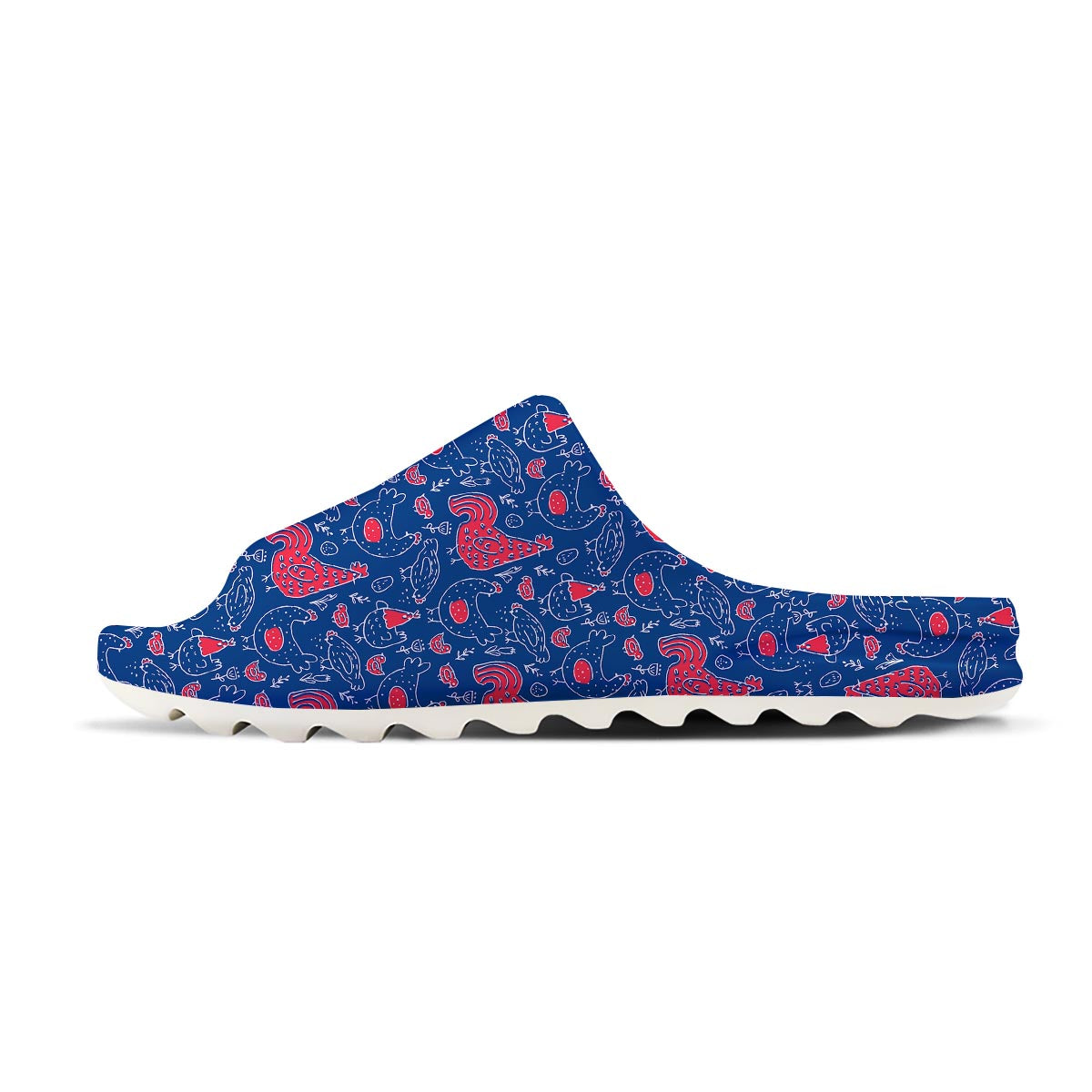 Red Rooster Blue Print Pattern Sandals-grizzshop