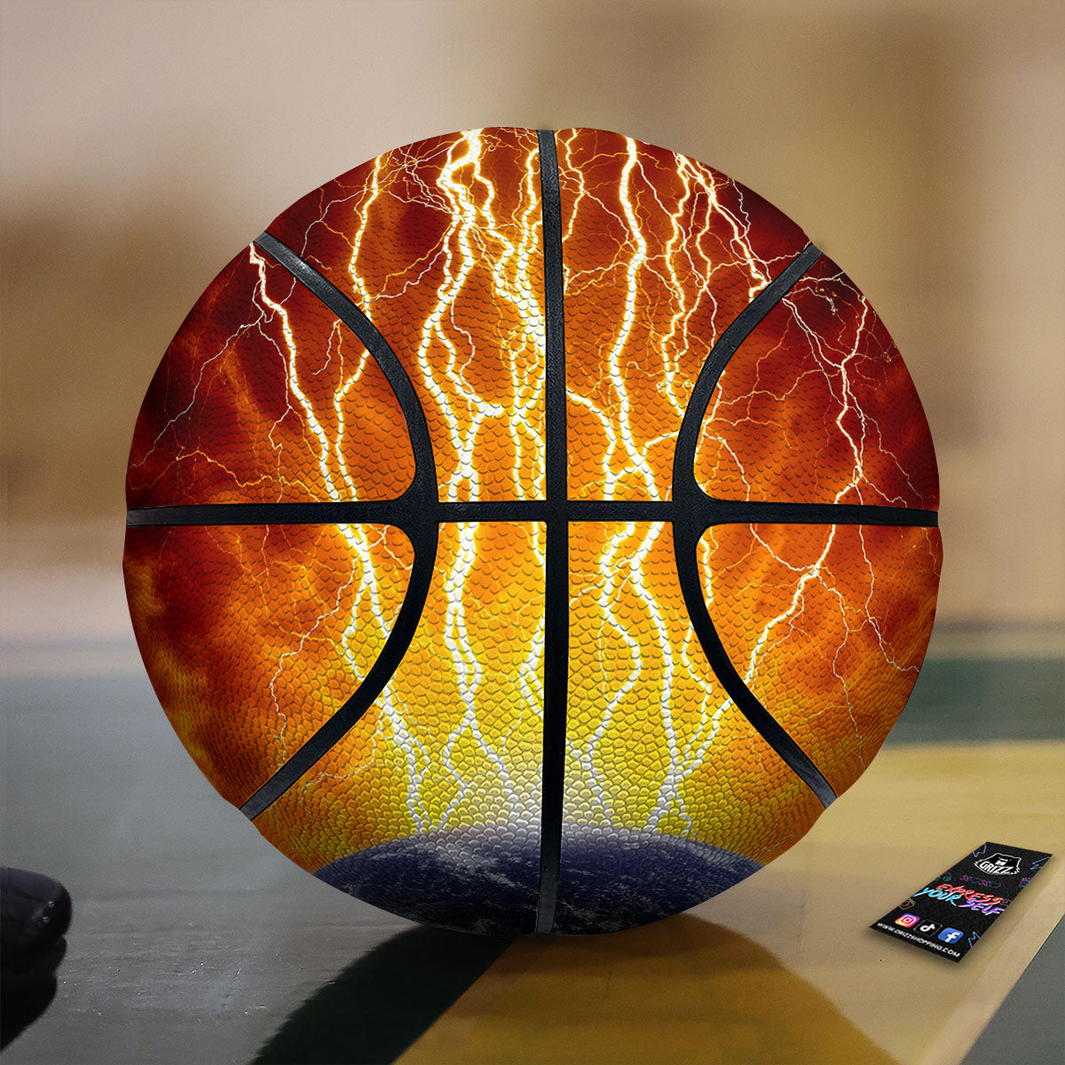Red Sky With Lightnings Print Basketball