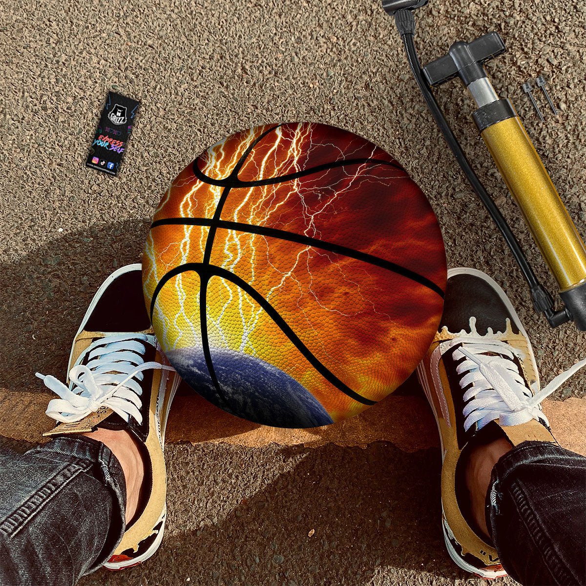 Red Sky With Lightnings Print Basketball
