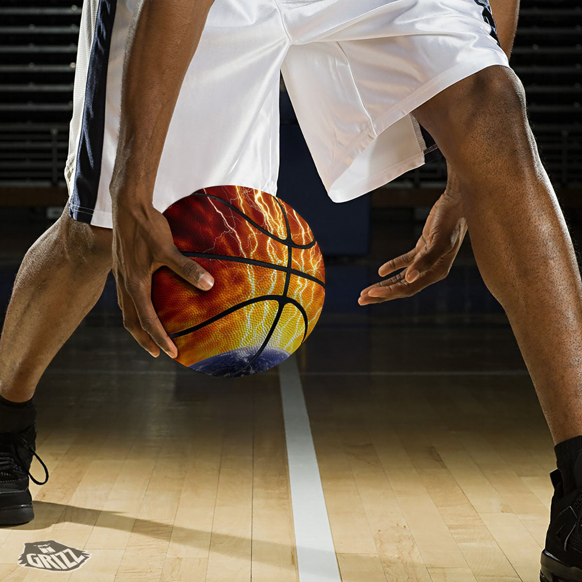 Red Sky With Lightnings Print Basketball