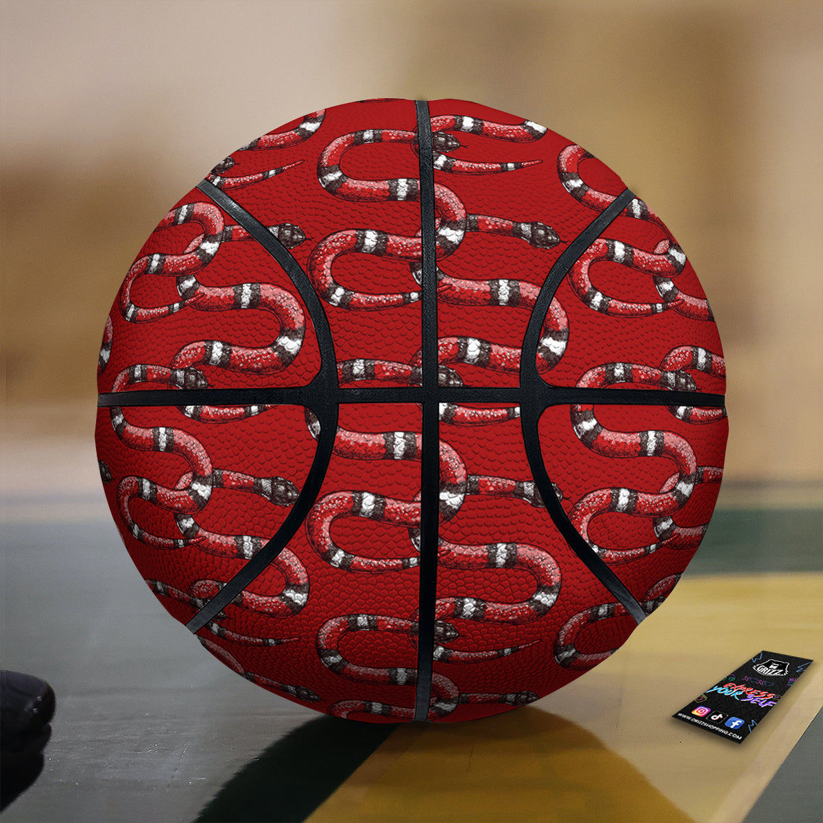 Red Snake Drawing Color Print Pattern Basketball