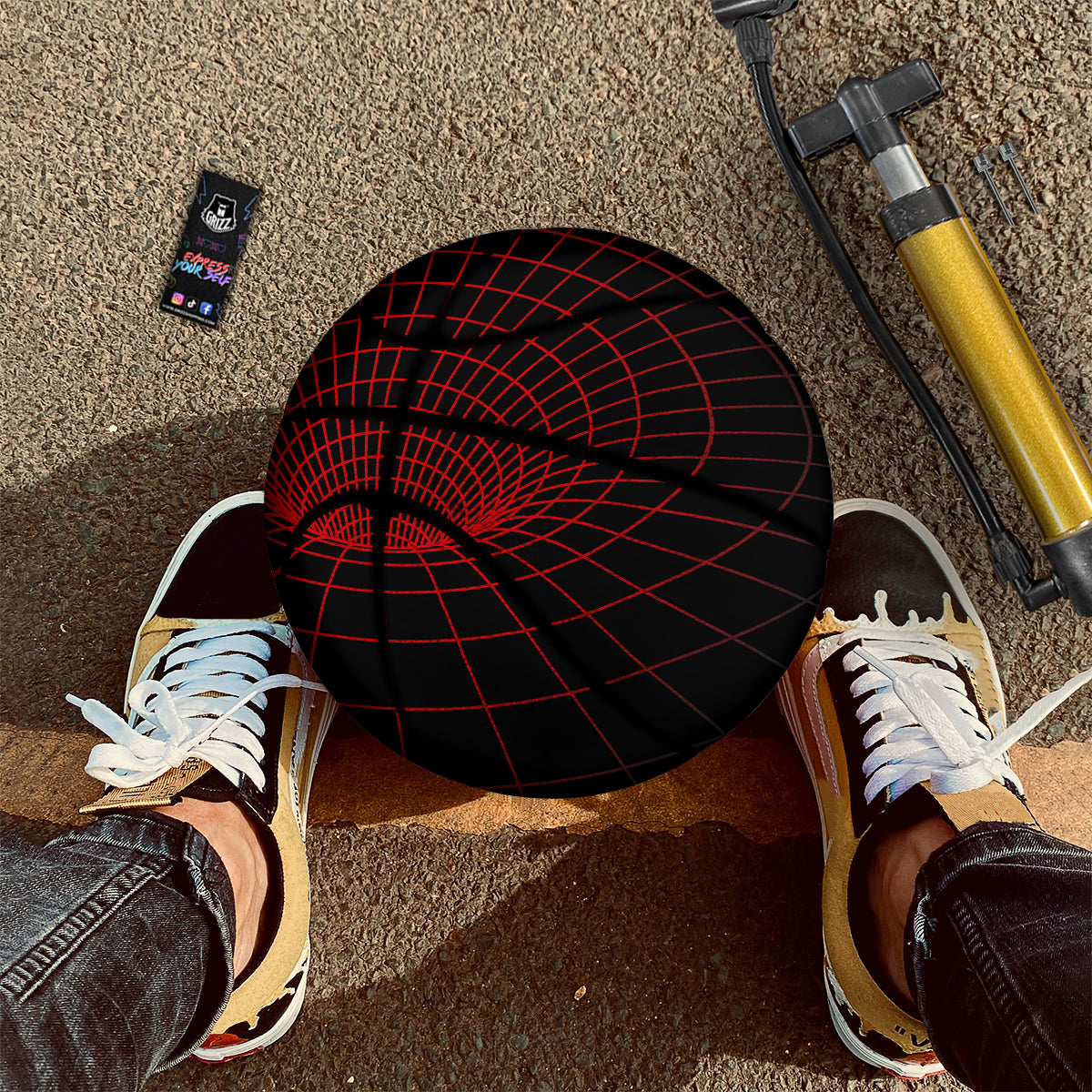 Red Techno Funnel Print Basketball