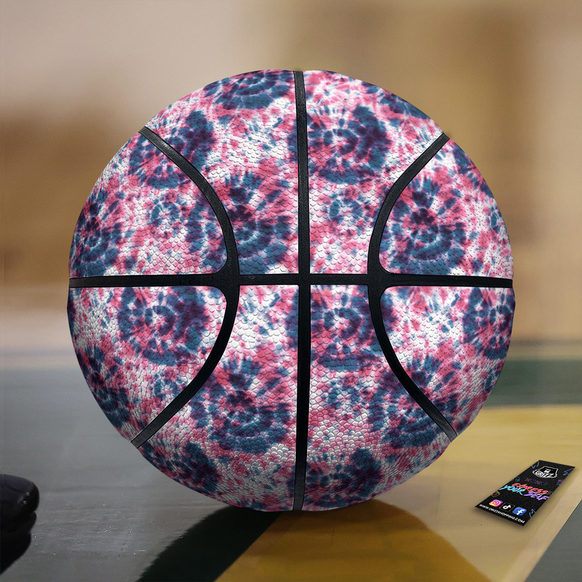 Red Tie Dye Blue Shibori Print Pattern Basketball