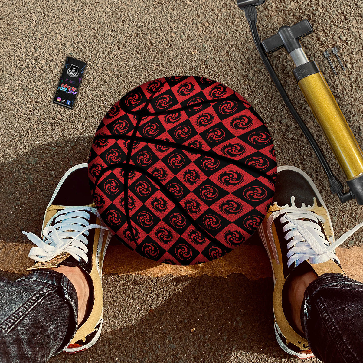 Red Tomoe Print Pattern Basketball