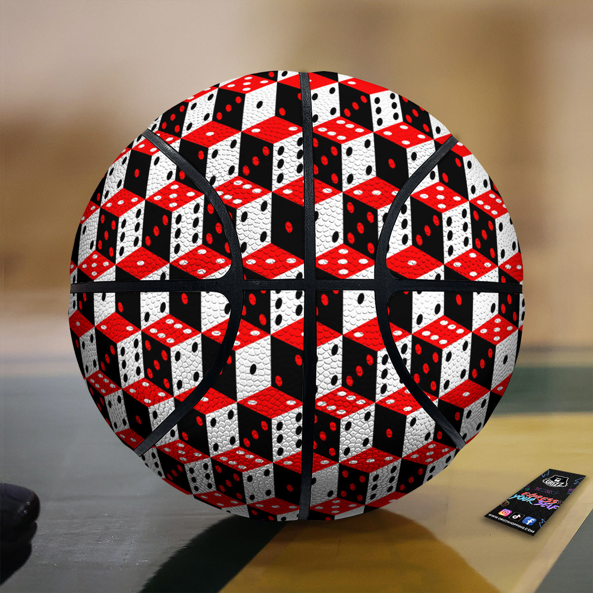 Red White And Black Dice Print Pattern Basketball