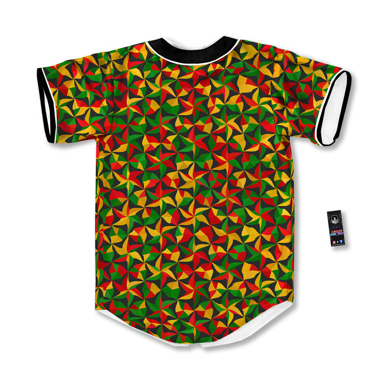 Reggae Abstract Geometric Print Pattern Baseball Jersey-grizzshop
