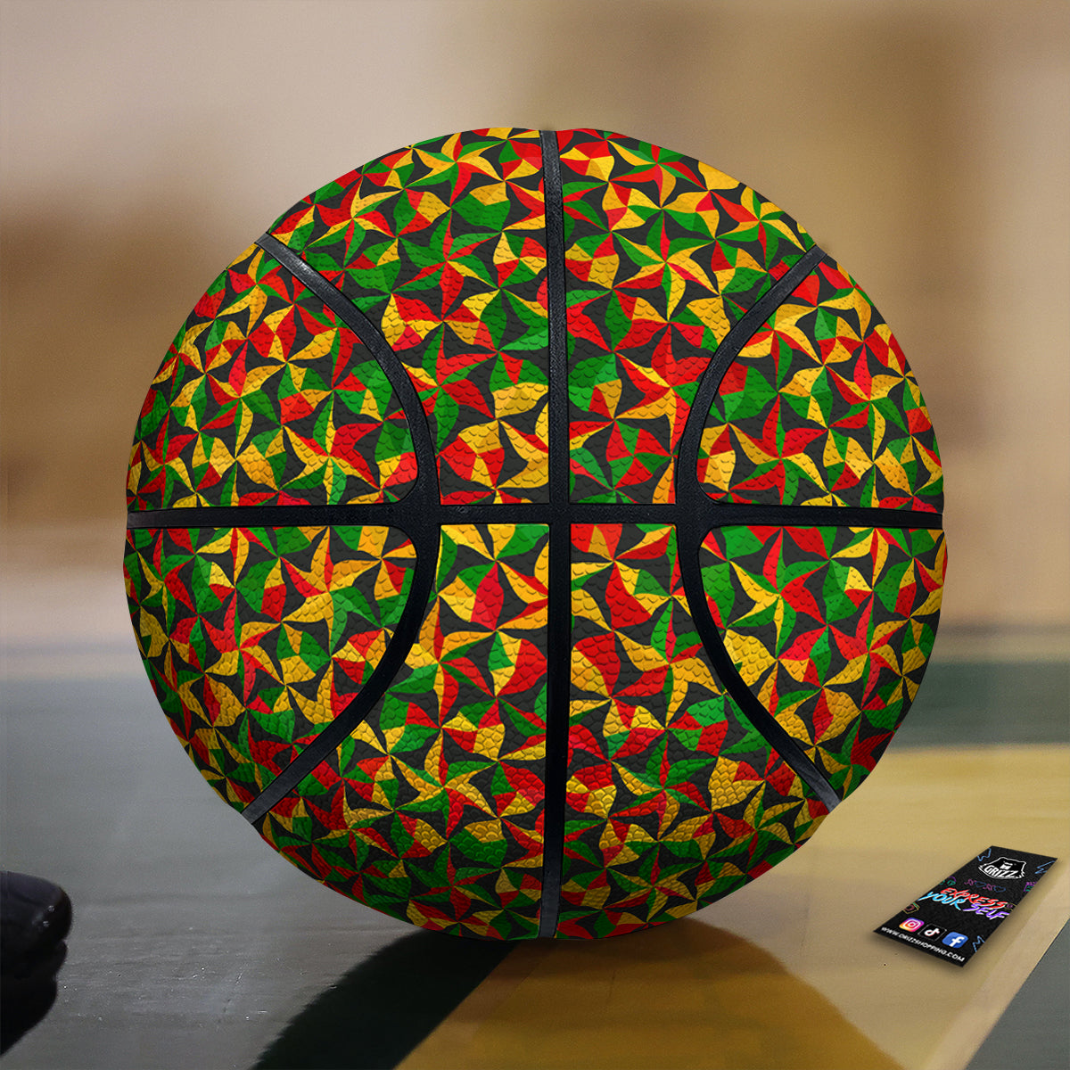 Reggae Abstract Geometric Print Pattern Basketball