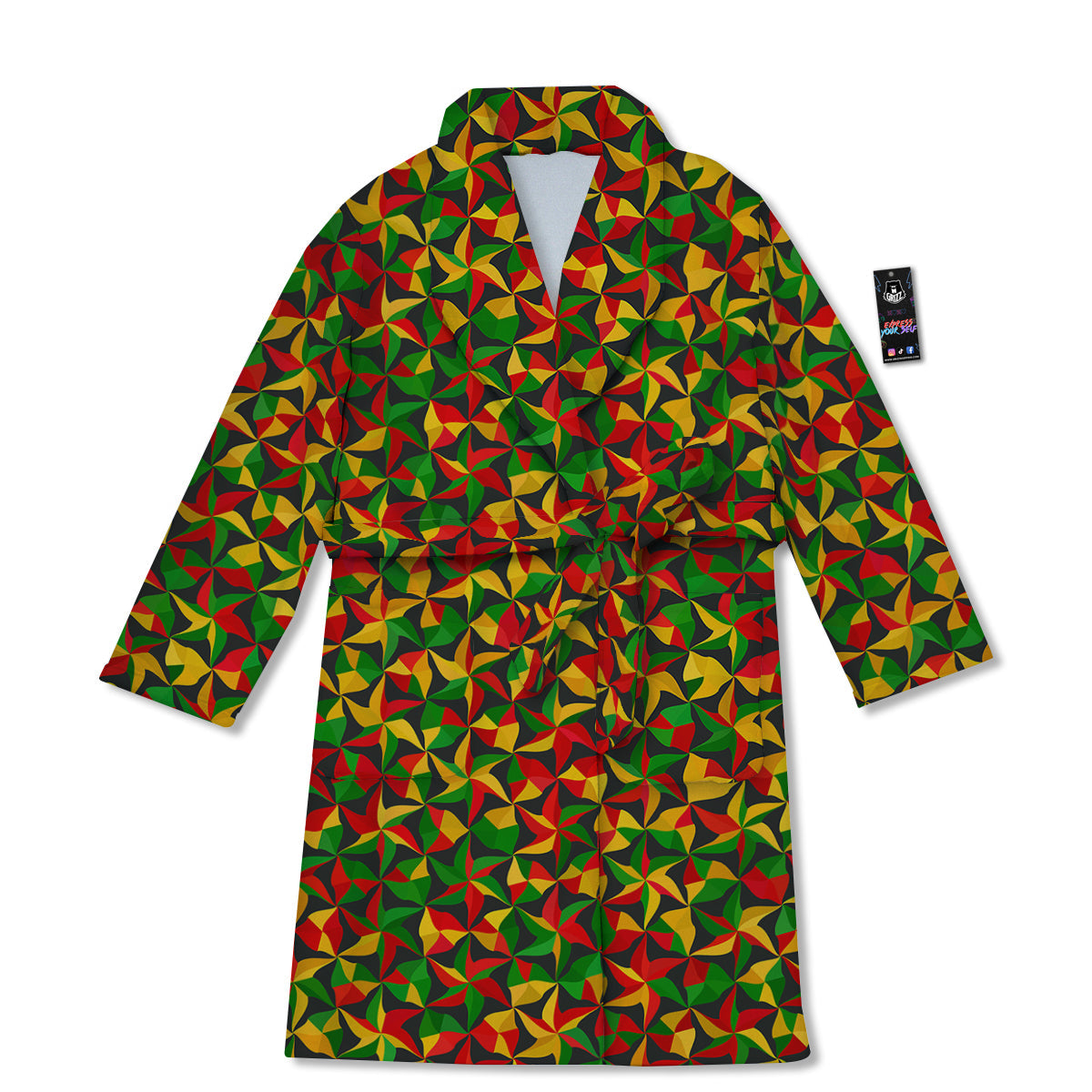 Reggae Abstract Geometric Print Pattern Bathrobe-grizzshop