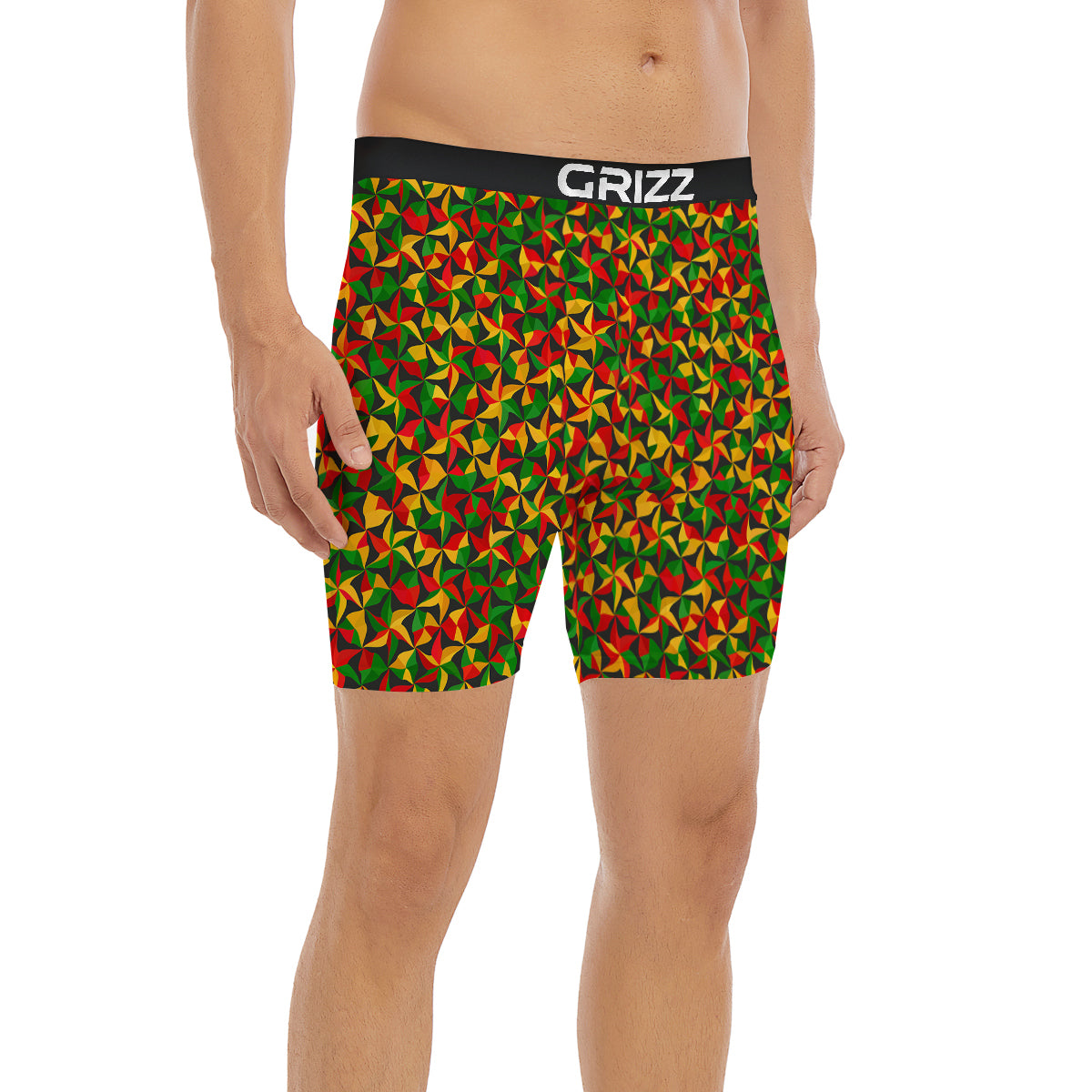Reggae Abstract Geometric Print Pattern Boxer Briefs-grizzshop