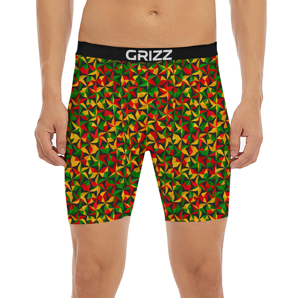 Reggae Abstract Geometric Print Pattern Boxer Briefs-grizzshop
