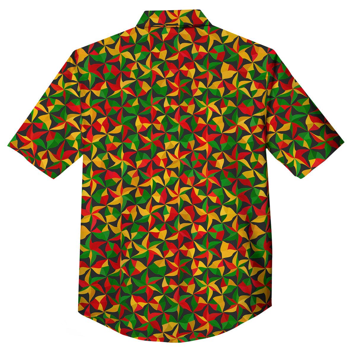 Reggae Abstract Geometric Print Pattern Button Up Shirt-grizzshop