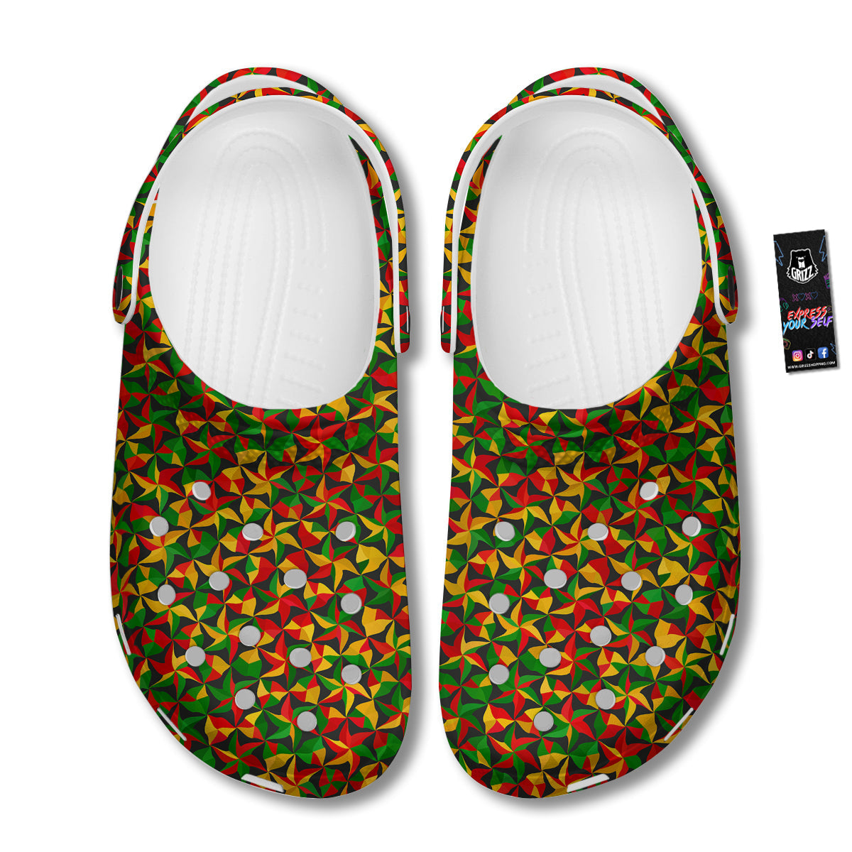Reggae Abstract Geometric Print Pattern Clog-grizzshop