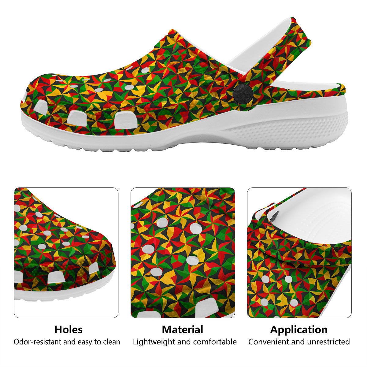 Reggae Abstract Geometric Print Pattern Clog-grizzshop