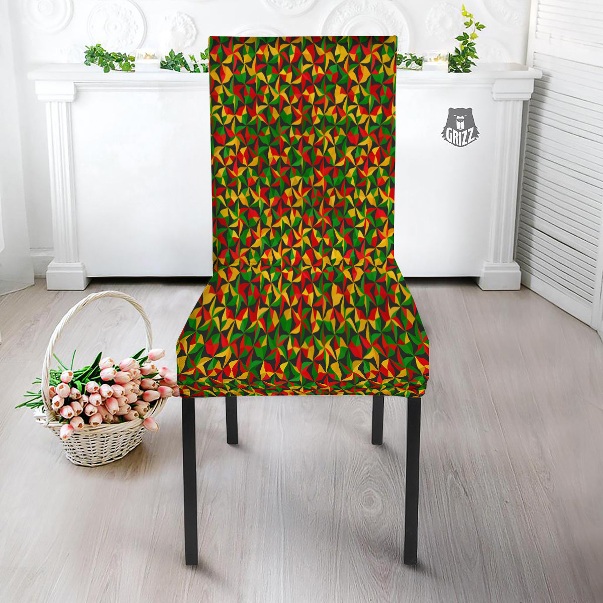 Reggae Abstract Geometric Print Pattern Dining Chair Slipcover-grizzshop